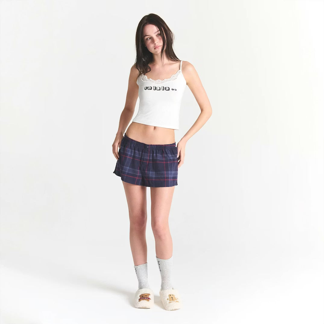 CACTUS PLANT FLEA MARKET X SKIMS SKIMS SLEEP LACE TANK AND FLANNEL SHORT SET | MARBLE FA LA LA PRINT