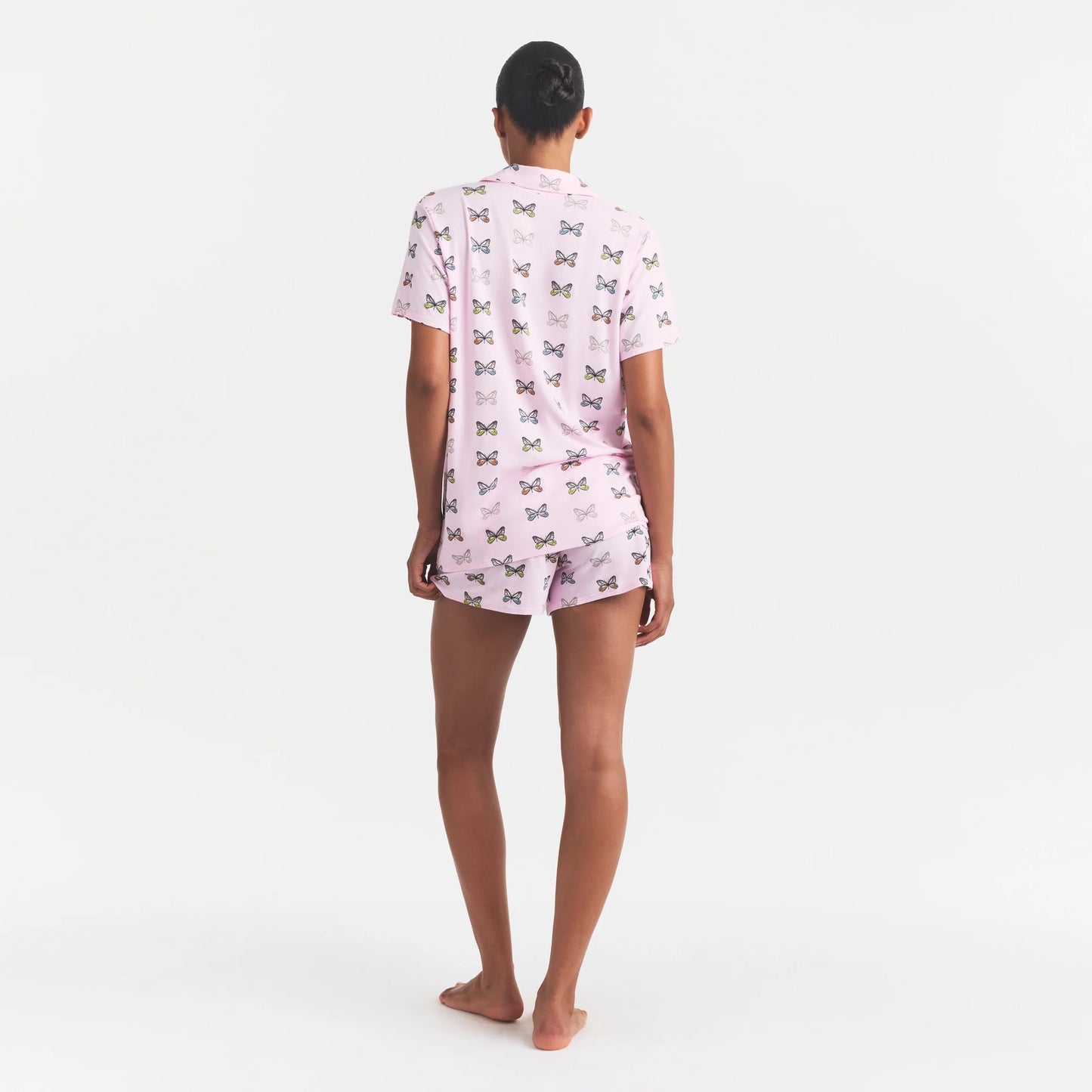 SKIMS SLEEP SHORT SLEEVE BUTTON UP SET | PEONY BUTTERFLY PRINT