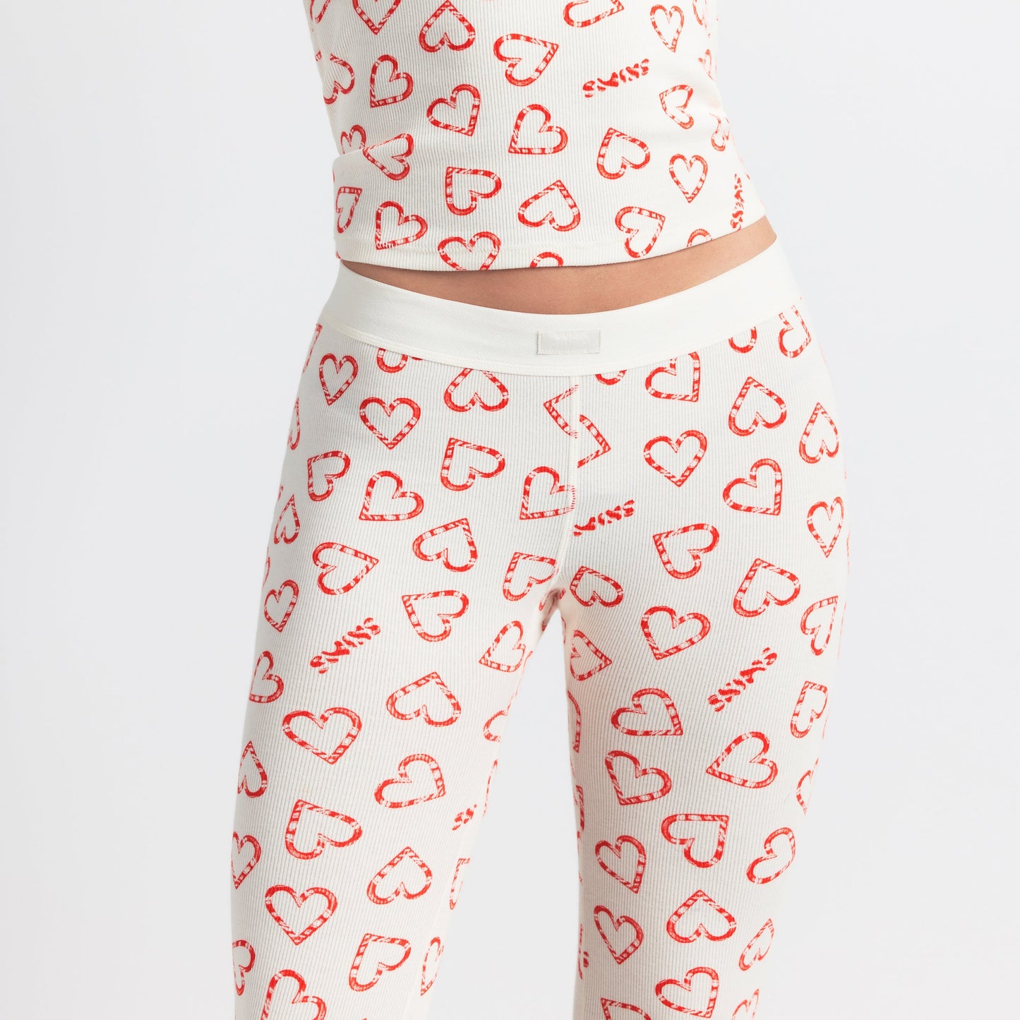 COTTON RIB HENLEY AND LEGGING SET | MARBLE CANDY HEART PRINT