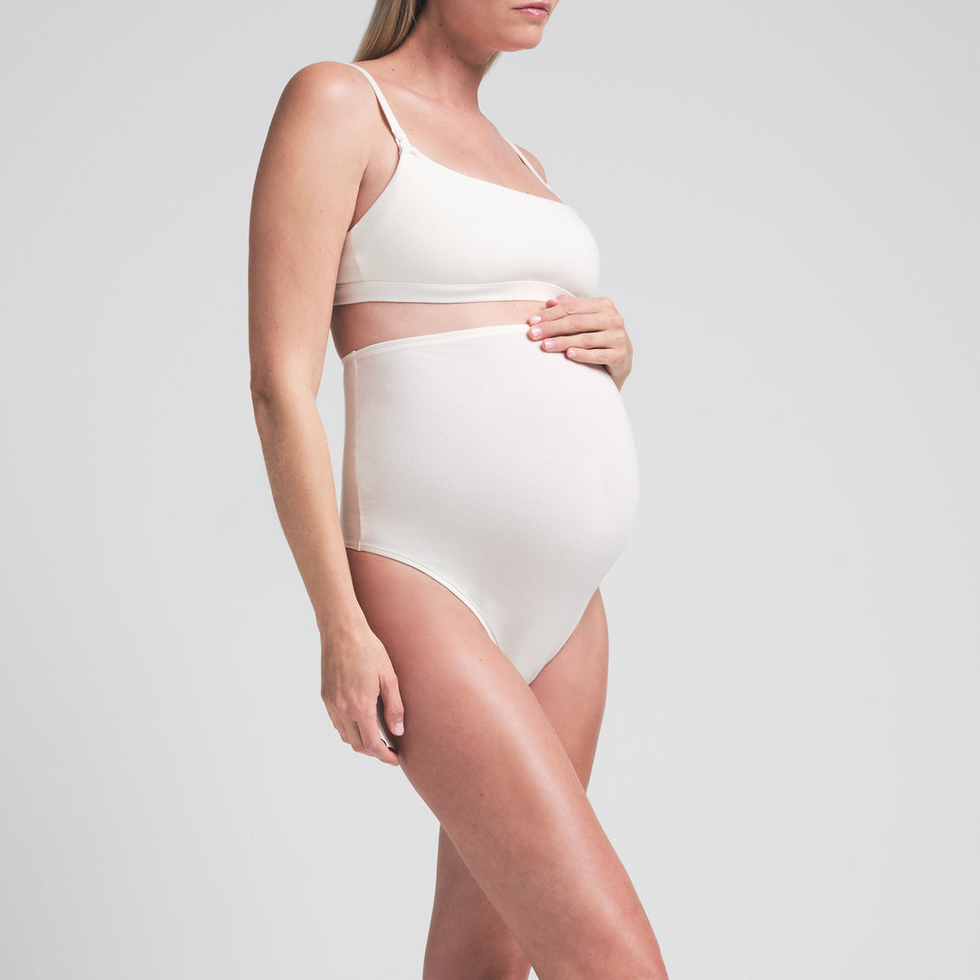 COTTON JERSEY MATERNITY HIGH-WAISTED THONG | MARBLE