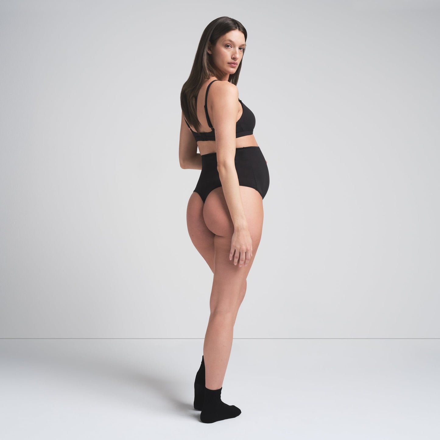 COTTON JERSEY MATERNITY HIGH-WAISTED THONG | SOOT