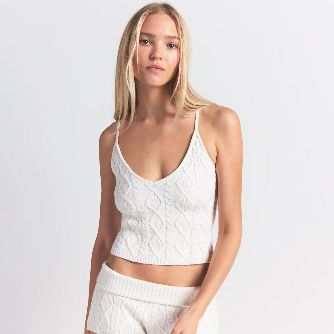 SNOW BUNNY CABLE KNIT TANK | IVORY