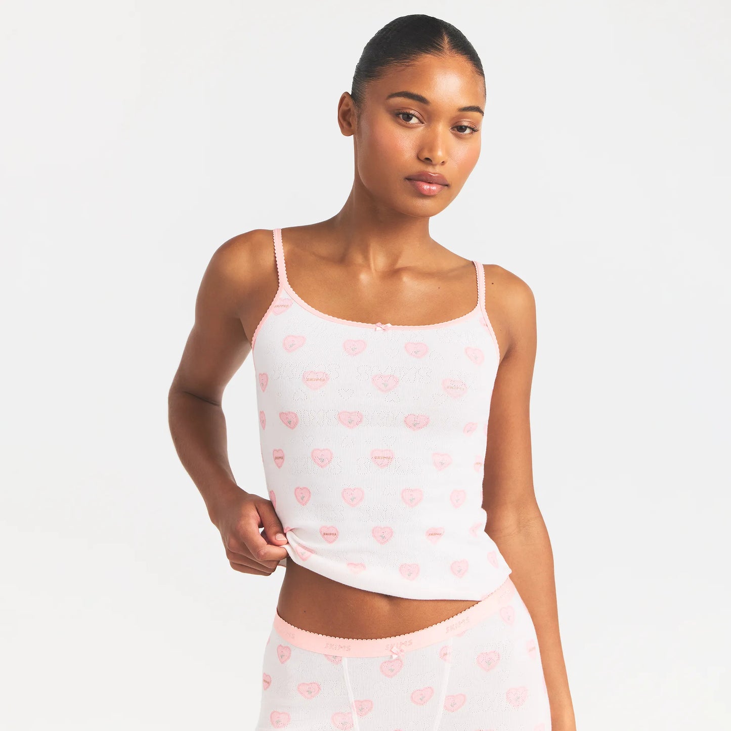 LOGO POINTELLE TANK | SNOW LACE HEARTS