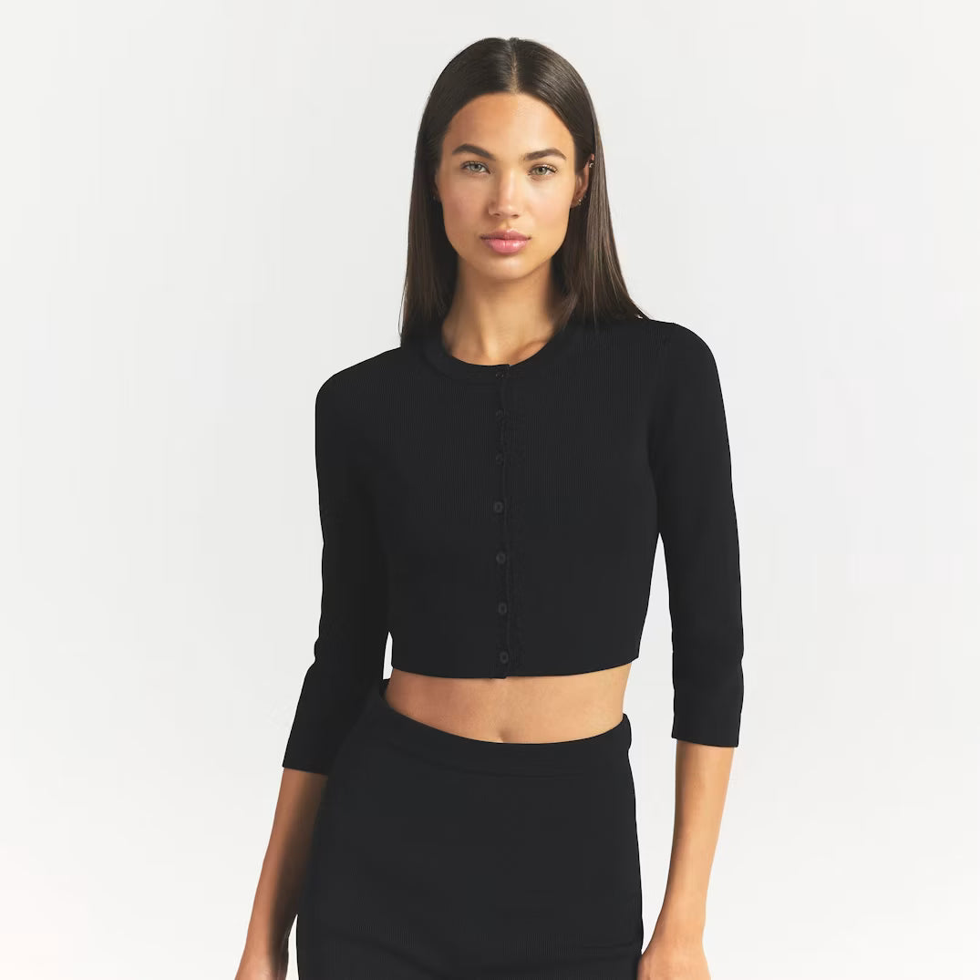 REFINED KNIT CROPPED CARDIGAN | ONYX