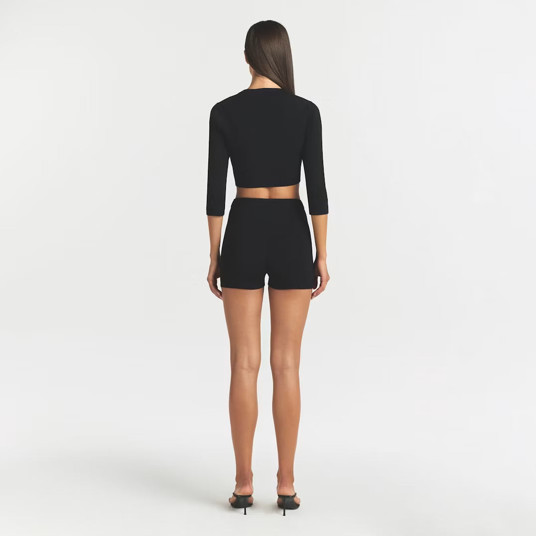 REFINED KNIT CROPPED CARDIGAN | ONYX