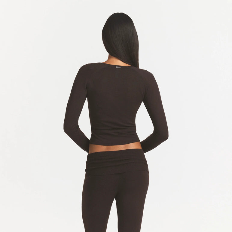 ESSENTIAL KNIT WRAP SWEATER | ESPRESSO