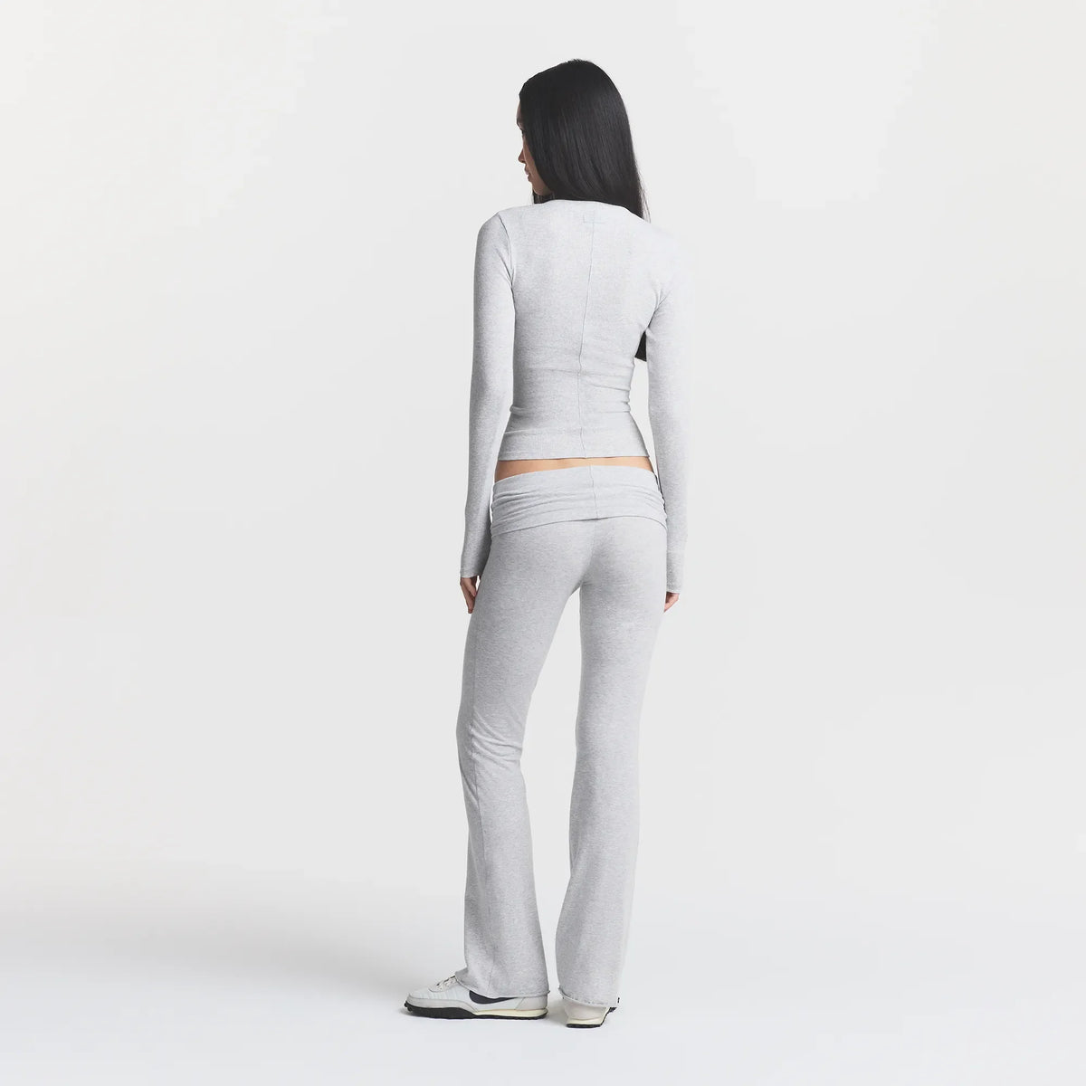 COTTON RIB HENLEY LONG SLEEVE | LIGHT HEATHER GREY