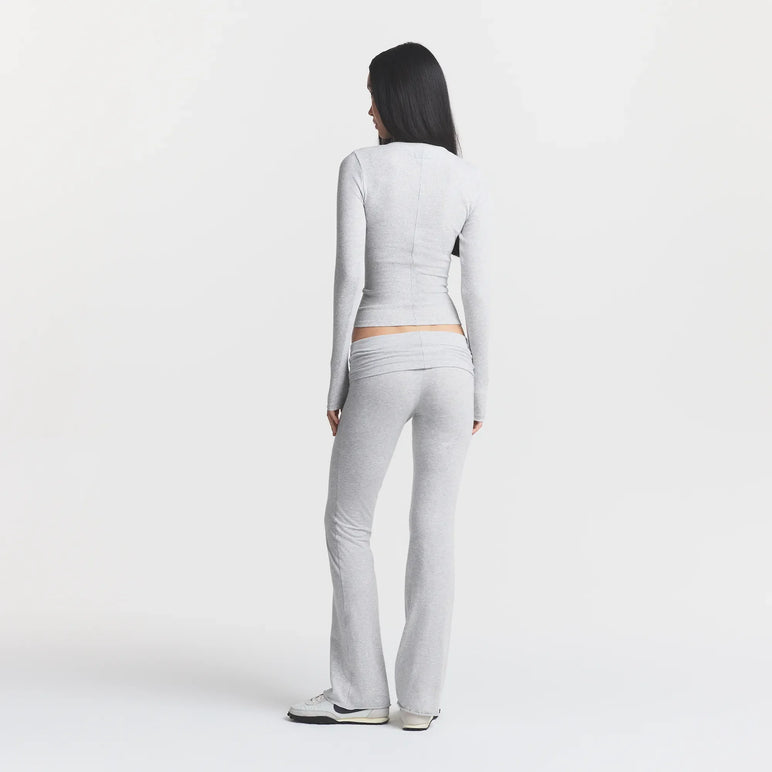 COTTON RIB HENLEY LONG SLEEVE | LIGHT HEATHER GREY