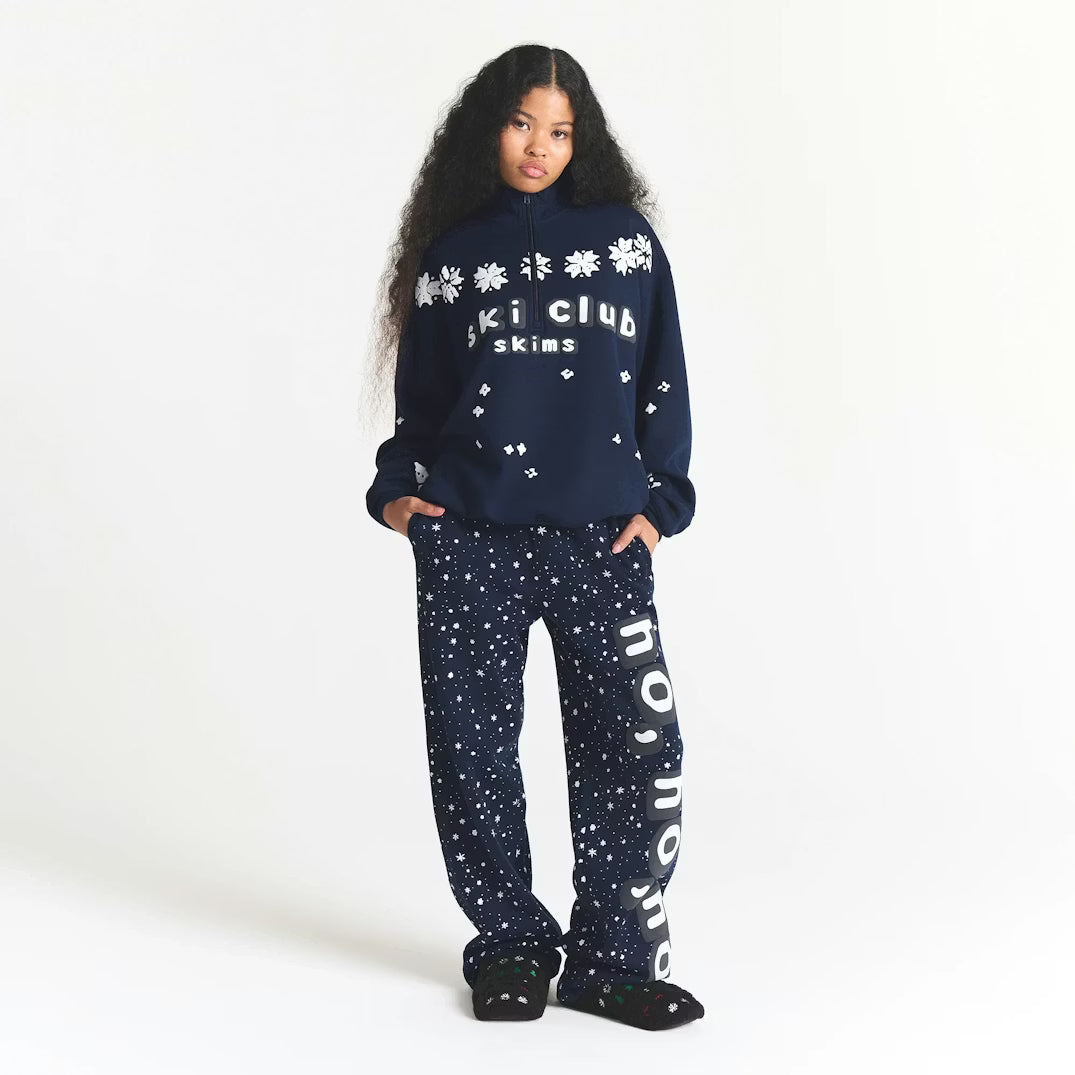 CACTUS PLANT FLEA MARKET X SKIMS COTTON FLEECE OVERSIZED QUARTER ZIP | NAVY SKI CLUB PRINT