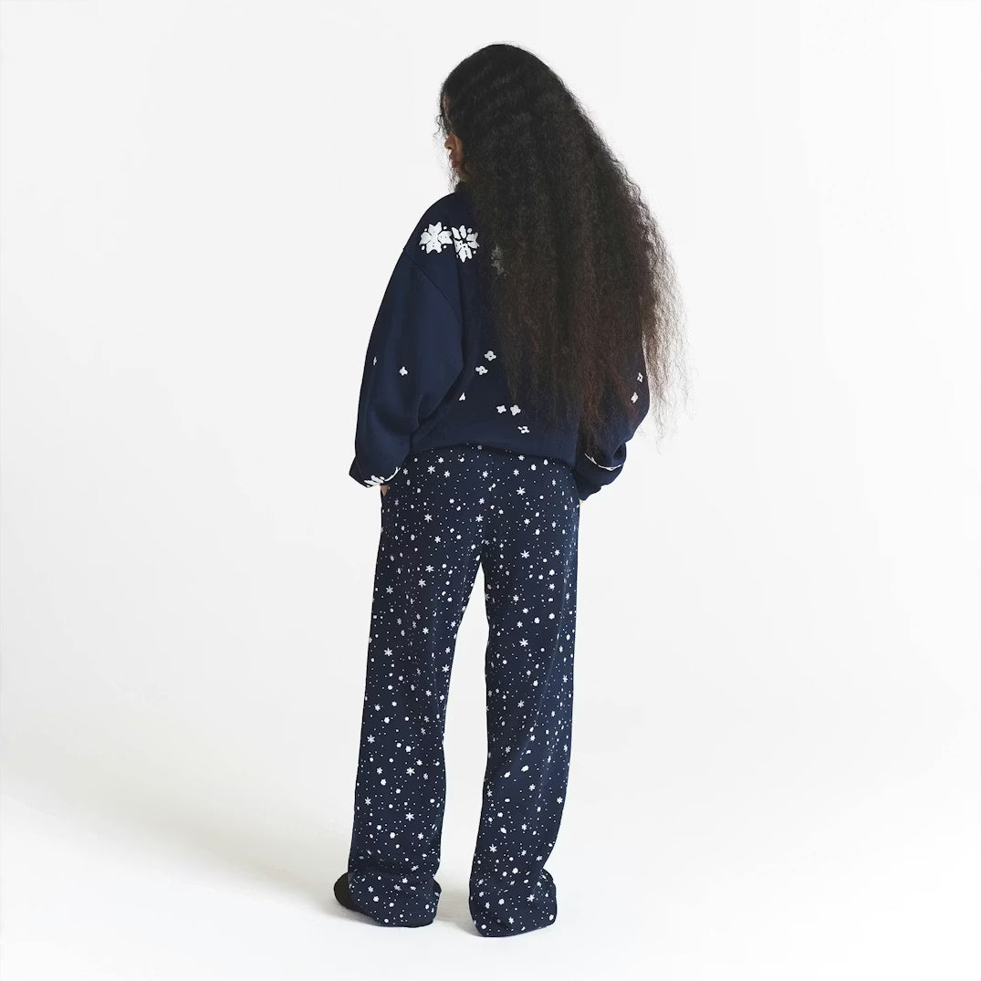 CACTUS PLANT FLEA MARKET X SKIMS COTTON FLEECE OVERSIZED QUARTER ZIP | NAVY SKI CLUB PRINT