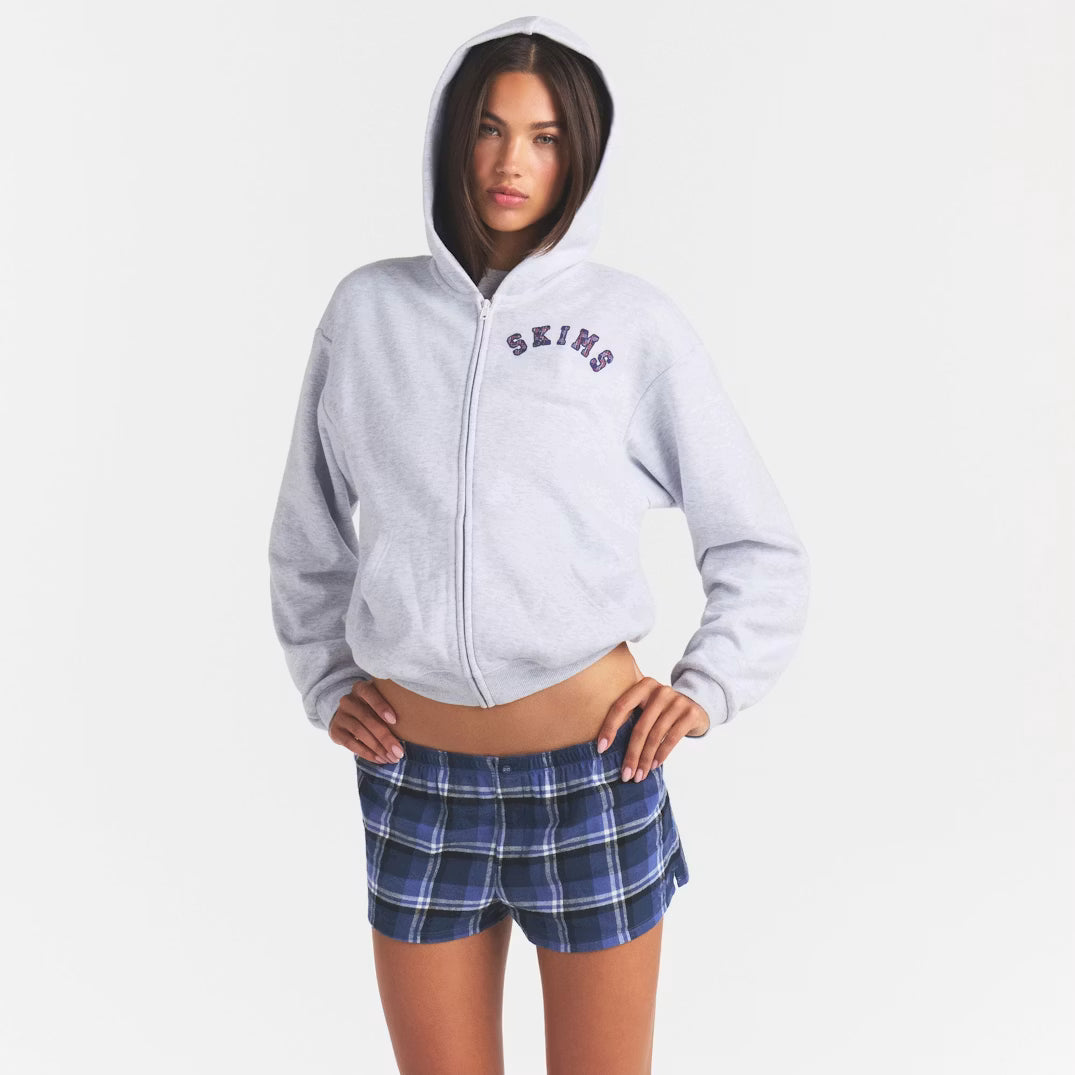 COTTON FLEECE CLASSIC ZIP UP HOODIE | LHG ARCHED SKIMS PLAID