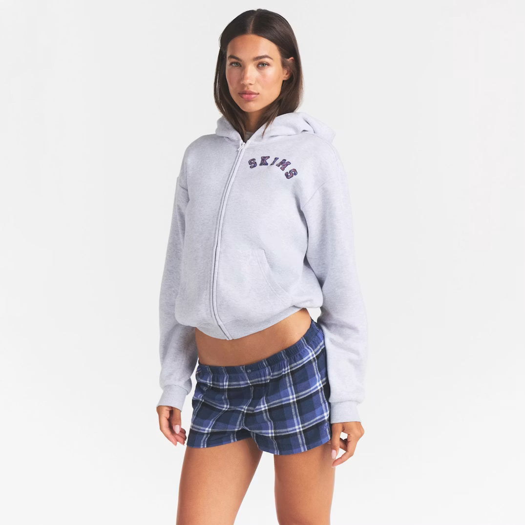 COTTON FLEECE CLASSIC ZIP UP HOODIE | LHG ARCHED SKIMS PLAID