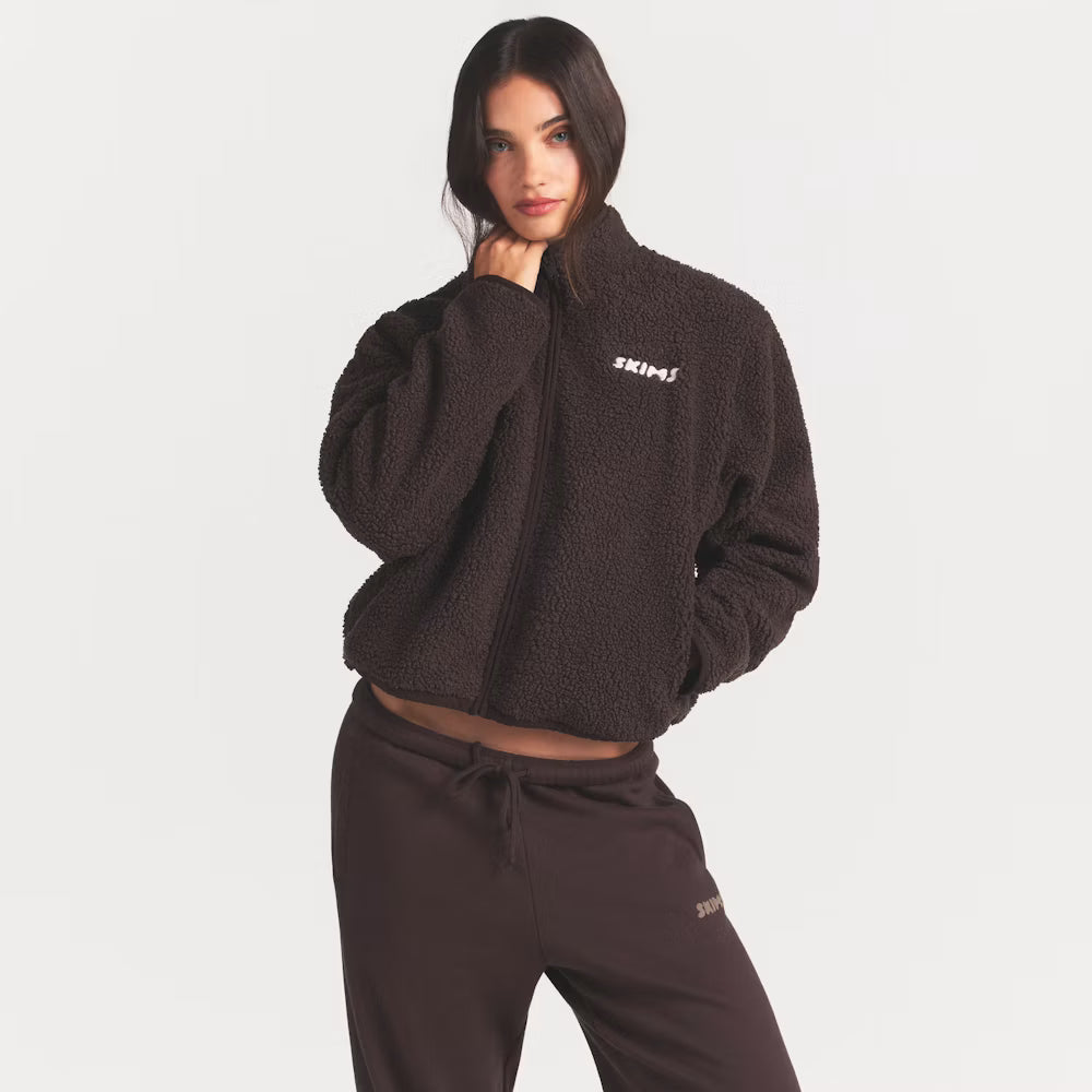 TEDDY BOXY ZIP UP JACKET | ESPRESSO