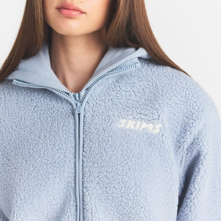 TEDDY BOXY ZIP UP JACKET | FOG