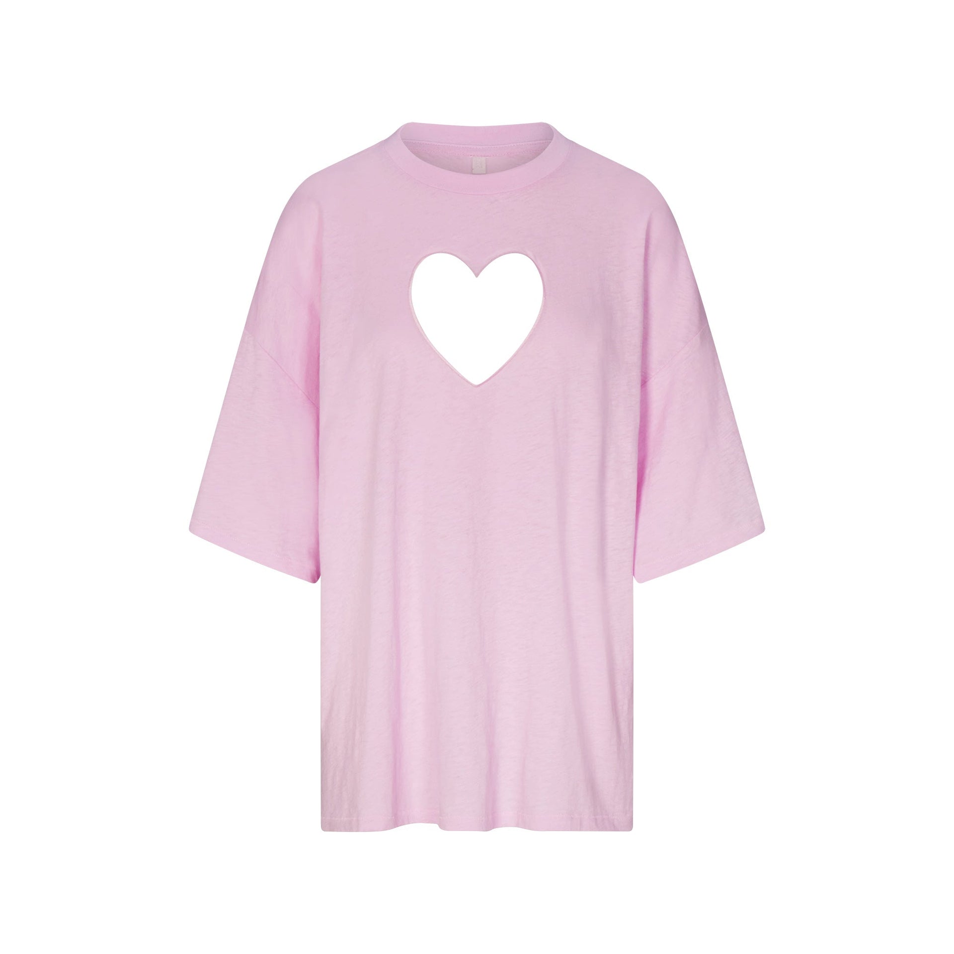 WORN IN JERSEY HEART OVERSIZED T-SHIRT | BABY PINK