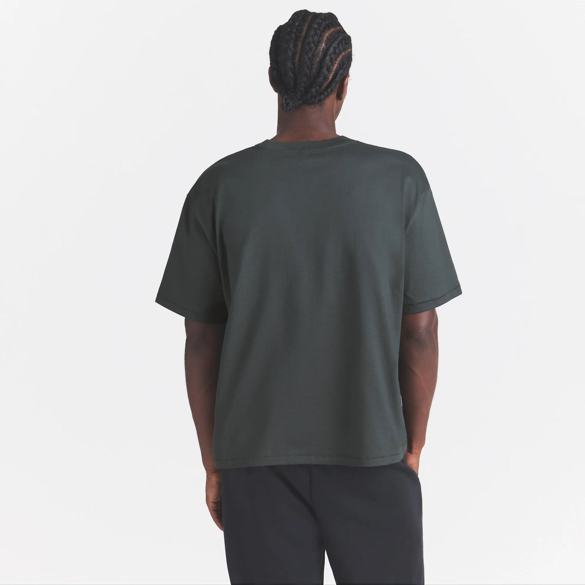 HEAVYWEIGHT COTTON MENS RELAXED CROPPED CREWNECK | DEEP SEA