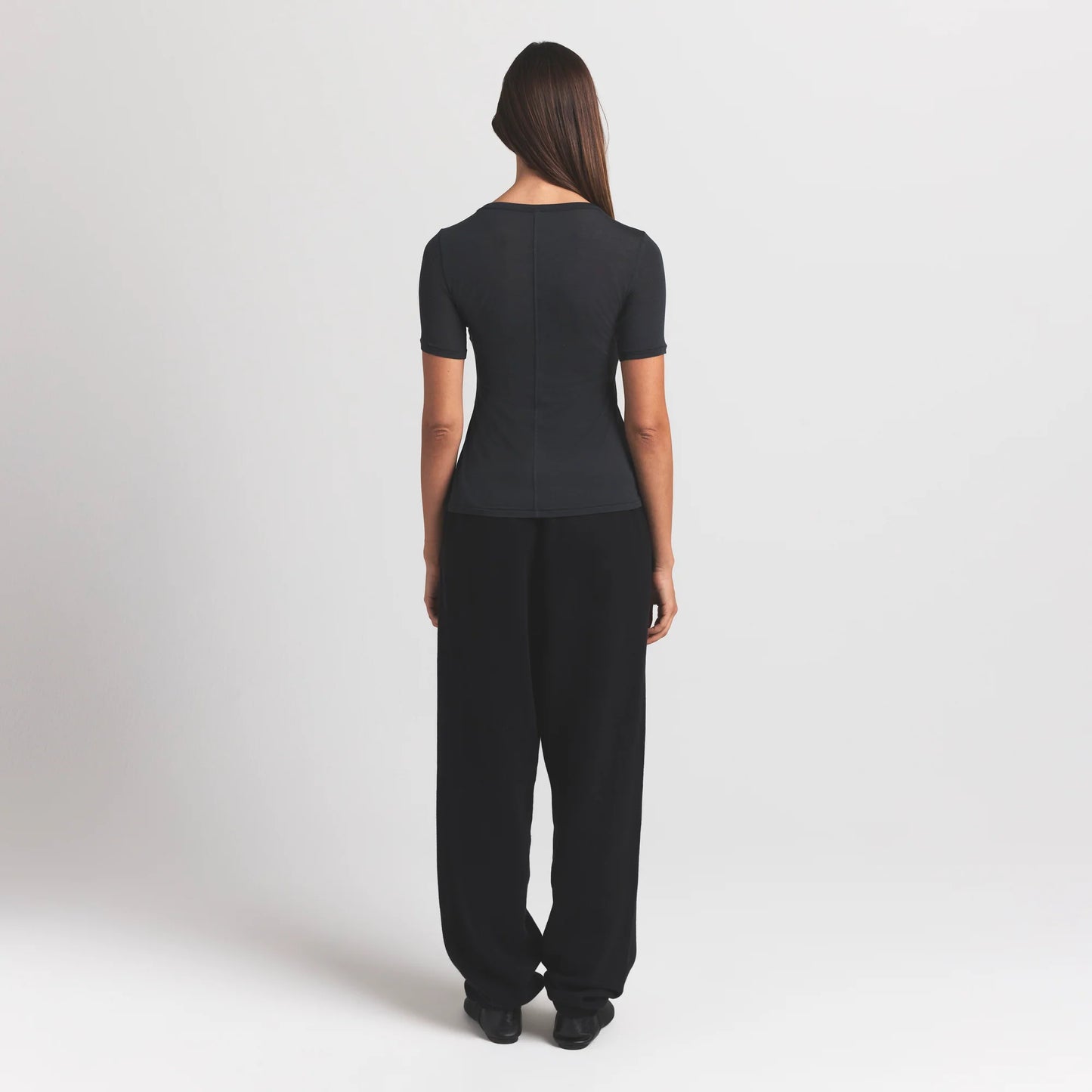 SHEER MODAL LONG T-SHIRT | ONYX