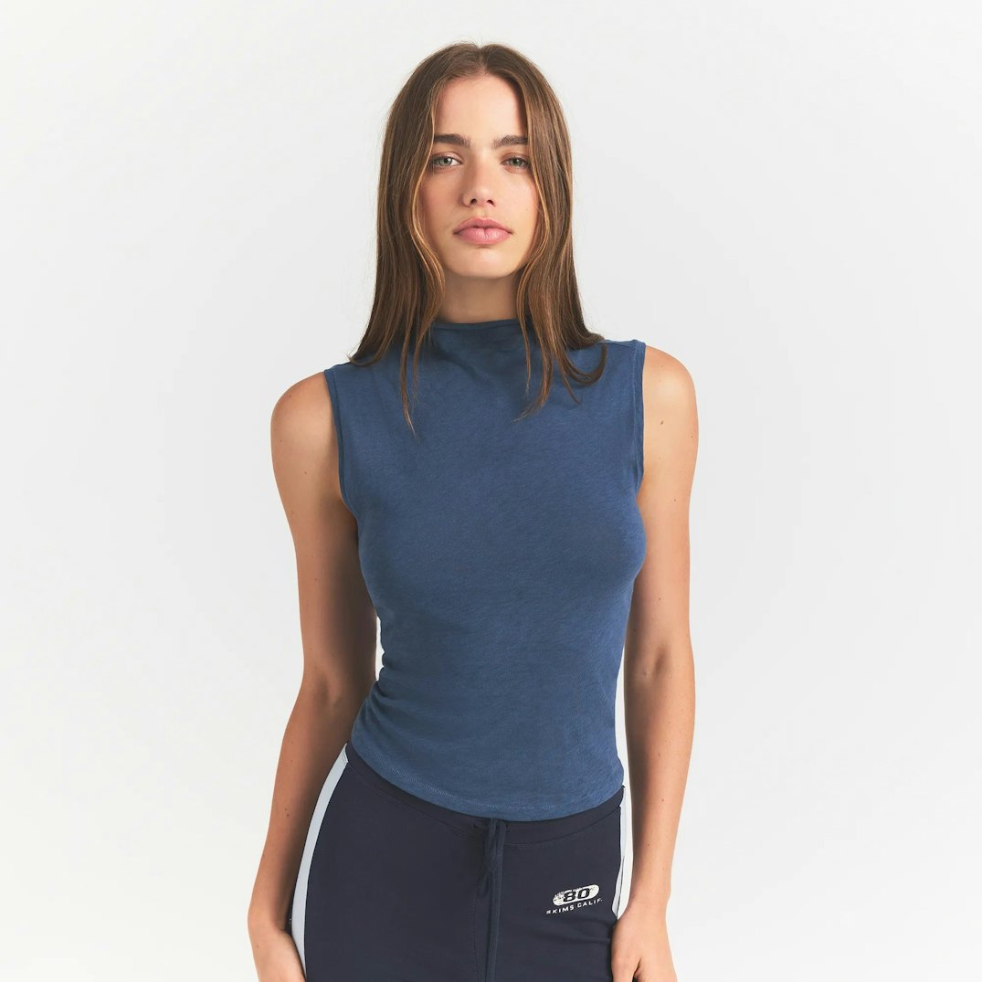 WORN IN JERSEY MOCK NECK TOP | INDIGO