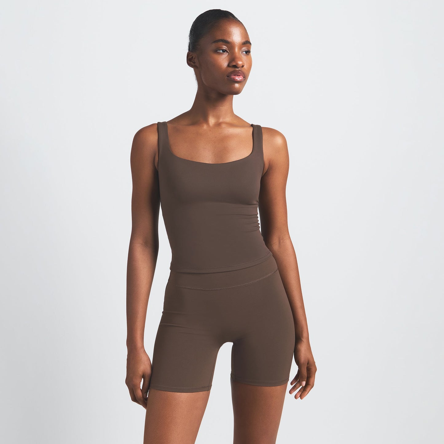 NikeSKIMS MATTE SQUARE NECK TANK | DARK SEPIA