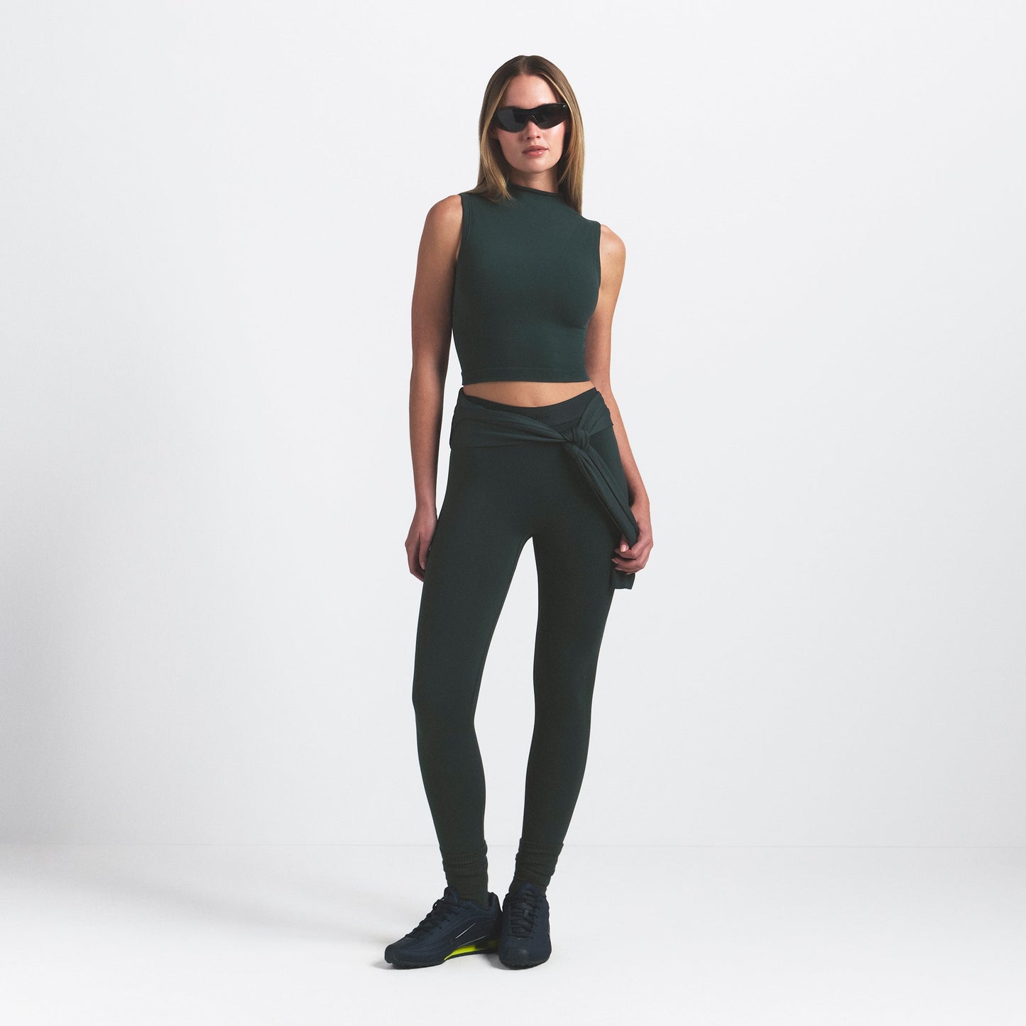 NikeSKIMS VINTAGE SEAMLESS MOCK NECK BRA TOP | DARK TEAL