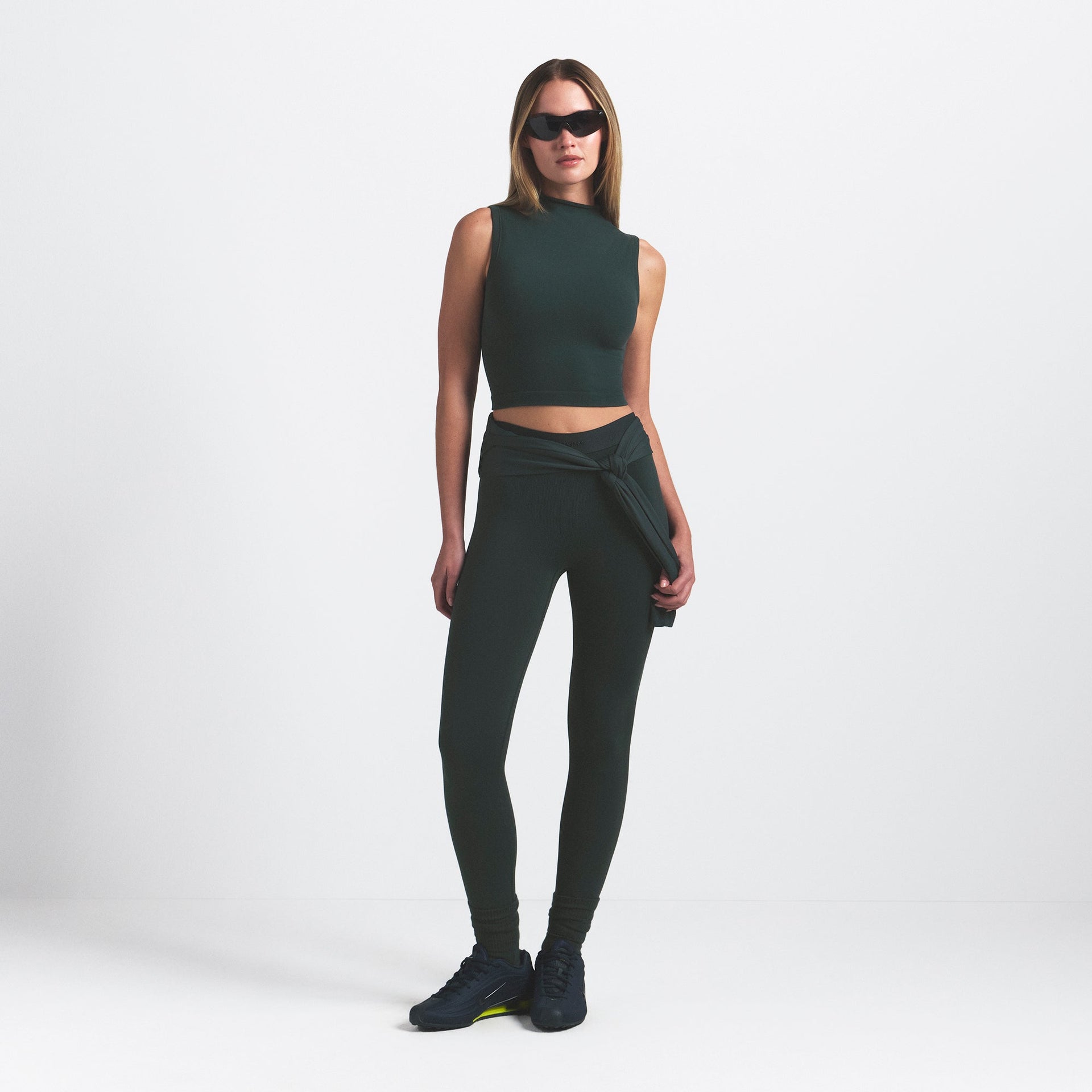 NikeSKIMS VINTAGE SEAMLESS MOCK NECK BRA TOP | DARK TEAL