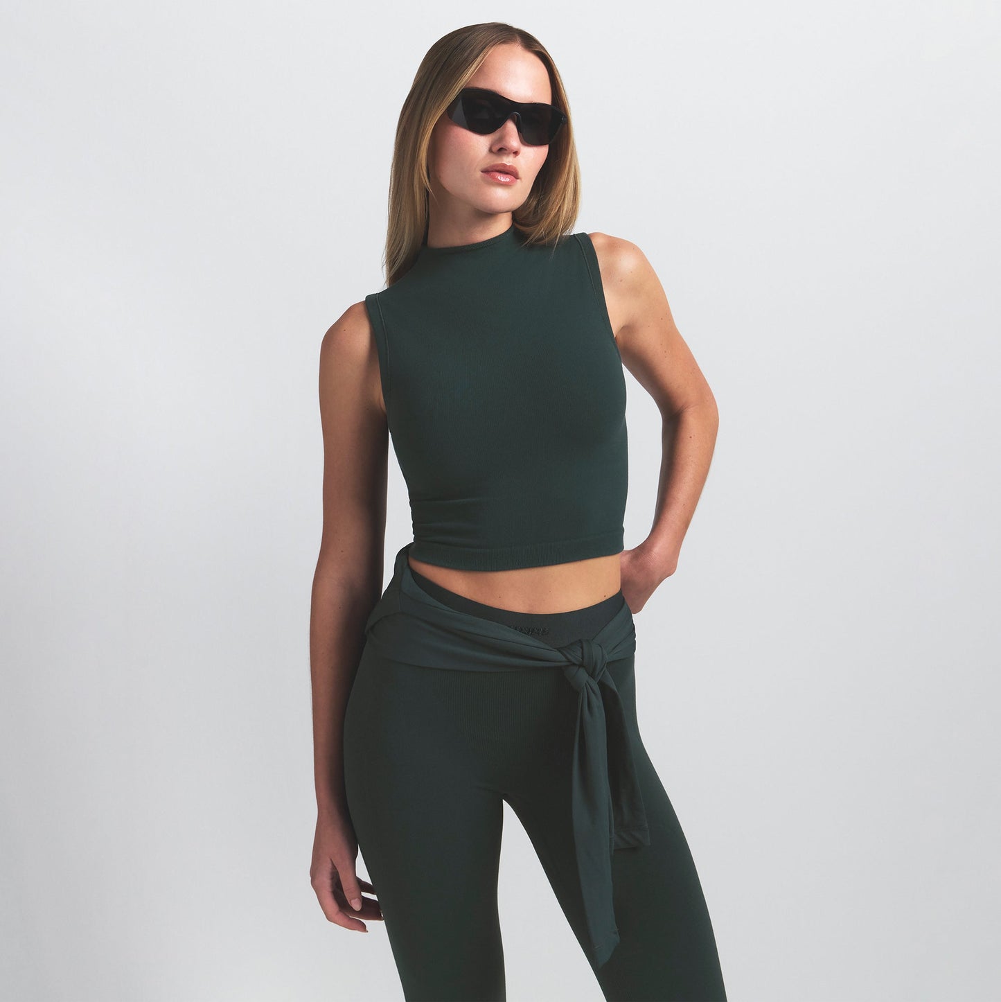 NikeSKIMS VINTAGE SEAMLESS MOCK NECK BRA TOP | DARK TEAL