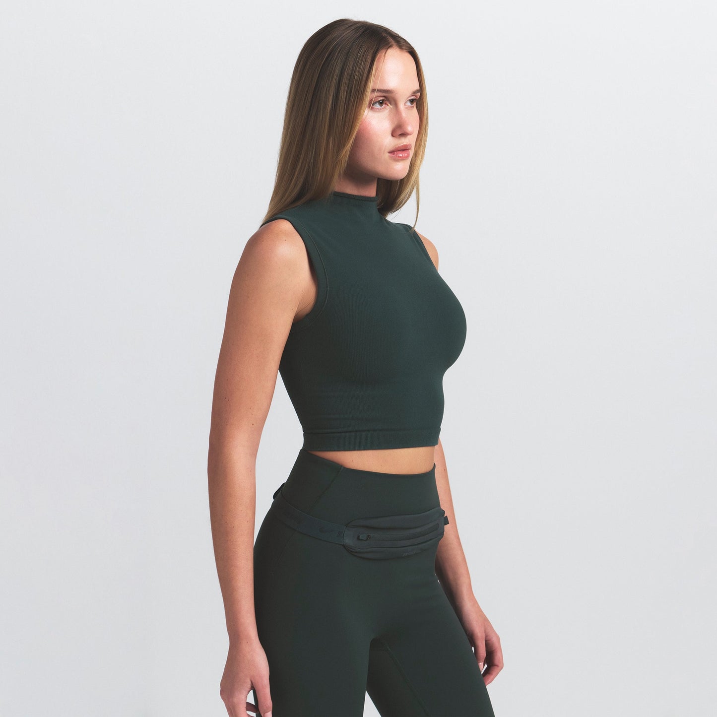 NikeSKIMS VINTAGE SEAMLESS MOCK NECK BRA TOP | DARK TEAL