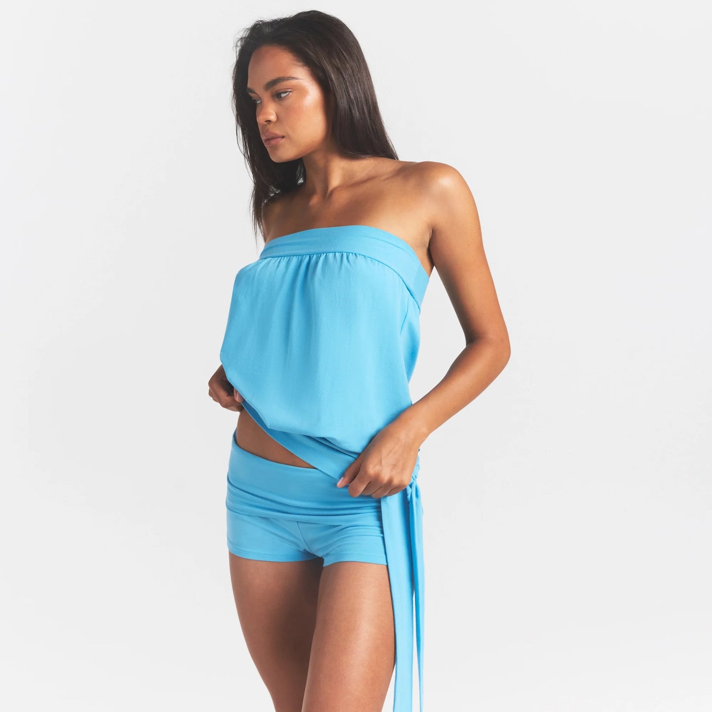 COTTON JERSEY TIE SIDE TUBE TOP | WATER
