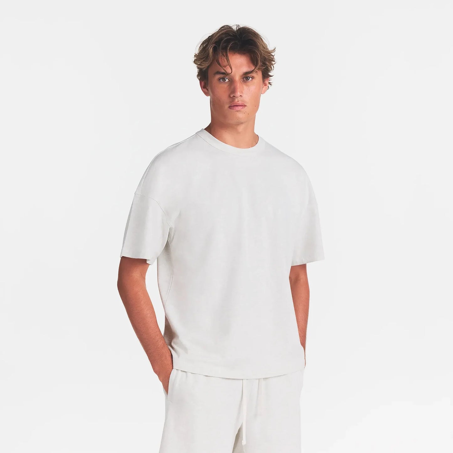JERSEY LOUNGE MENS OVERSIZED T-SHIRT | CHALK HEATHER