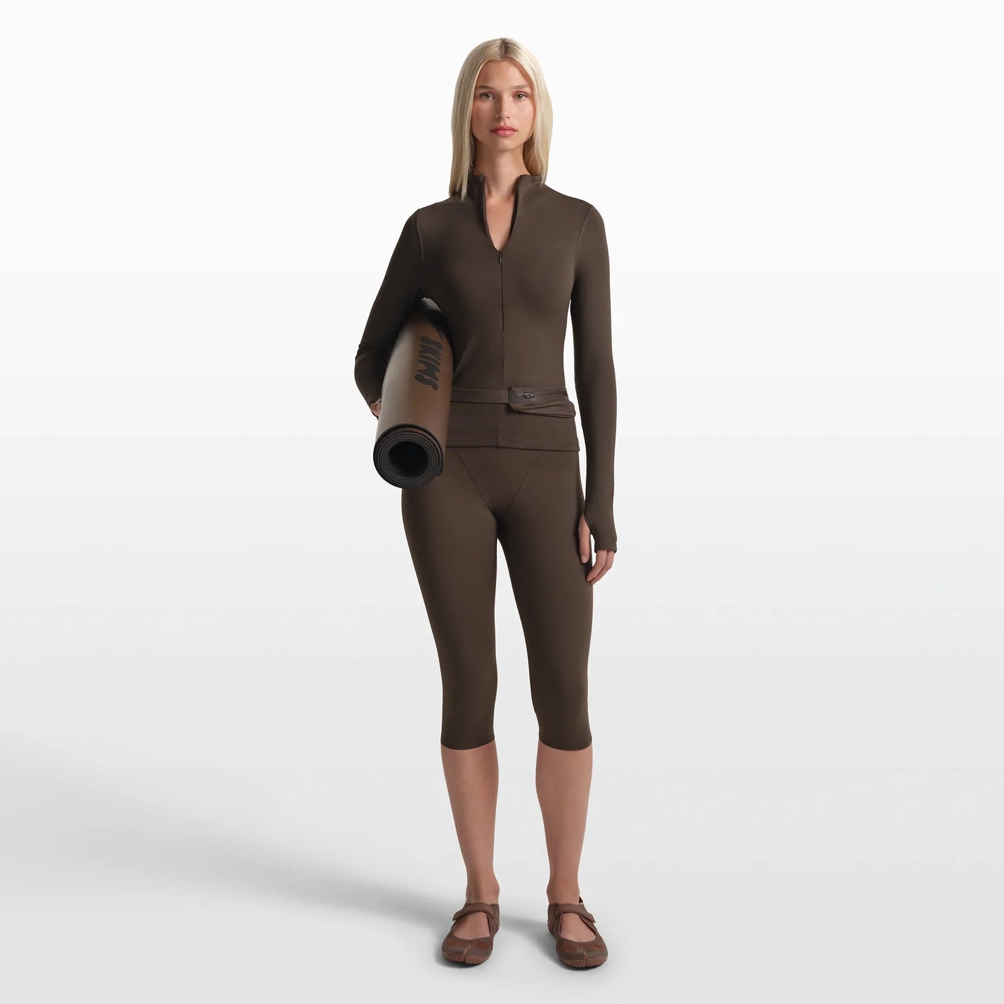 NikeSKIMS MATTE ZIP FRONT TOP | DARK SEPIA