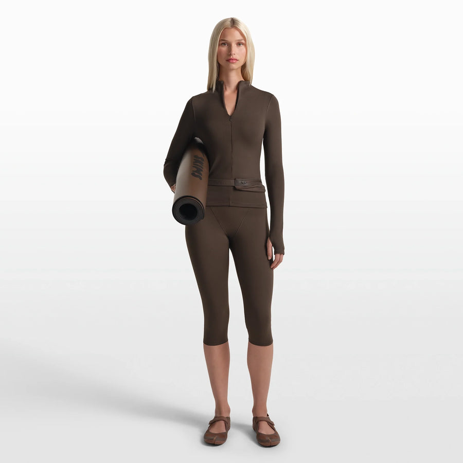 NikeSKIMS MATTE ZIP FRONT TOP | DARK SEPIA