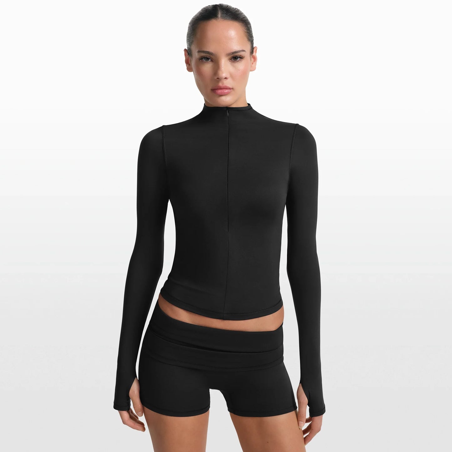 NikeSKIMS MATTE ZIP FRONT TOP | OBSIDIAN