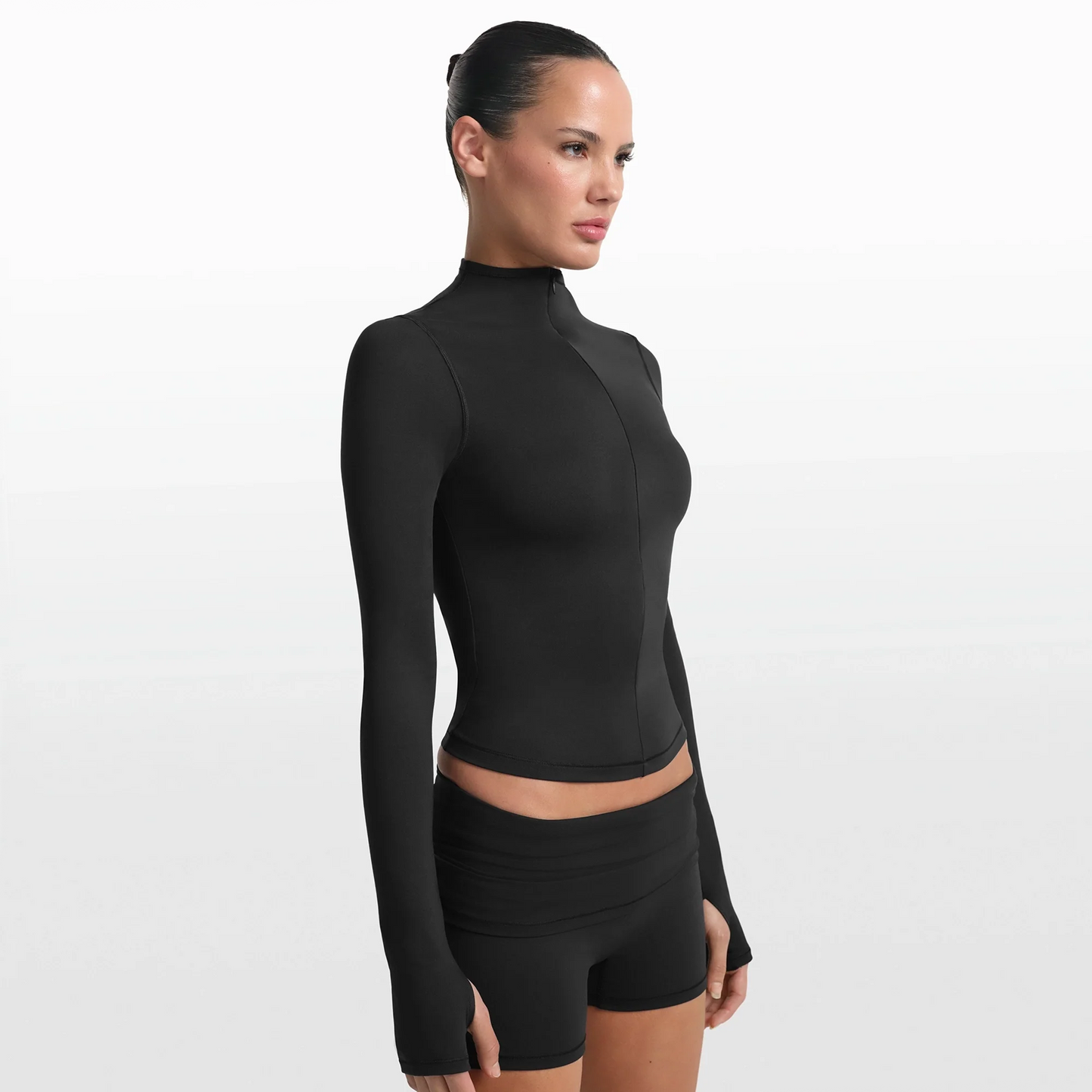 NikeSKIMS MATTE ZIP FRONT TOP | OBSIDIAN