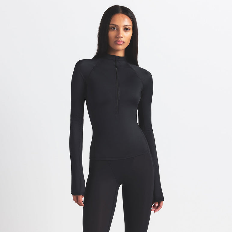 NikeSKIMS SHINE LONG SLEEVE HALF ZIP | OBSIDIAN
