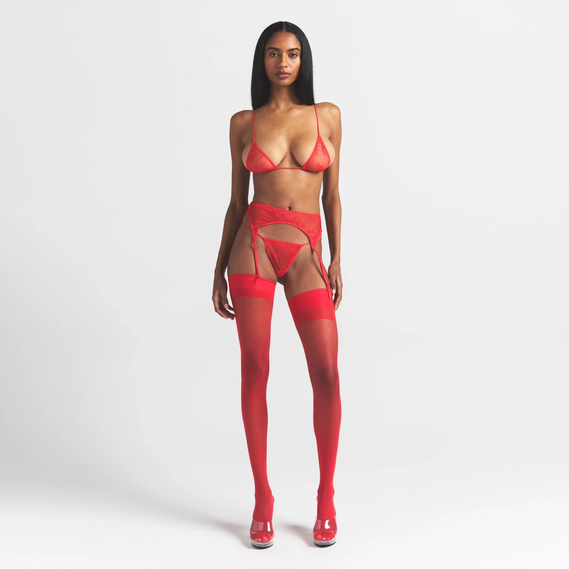 ULTRA FINE LACE MICRO TRIANGLE BRALETTE | RUBY