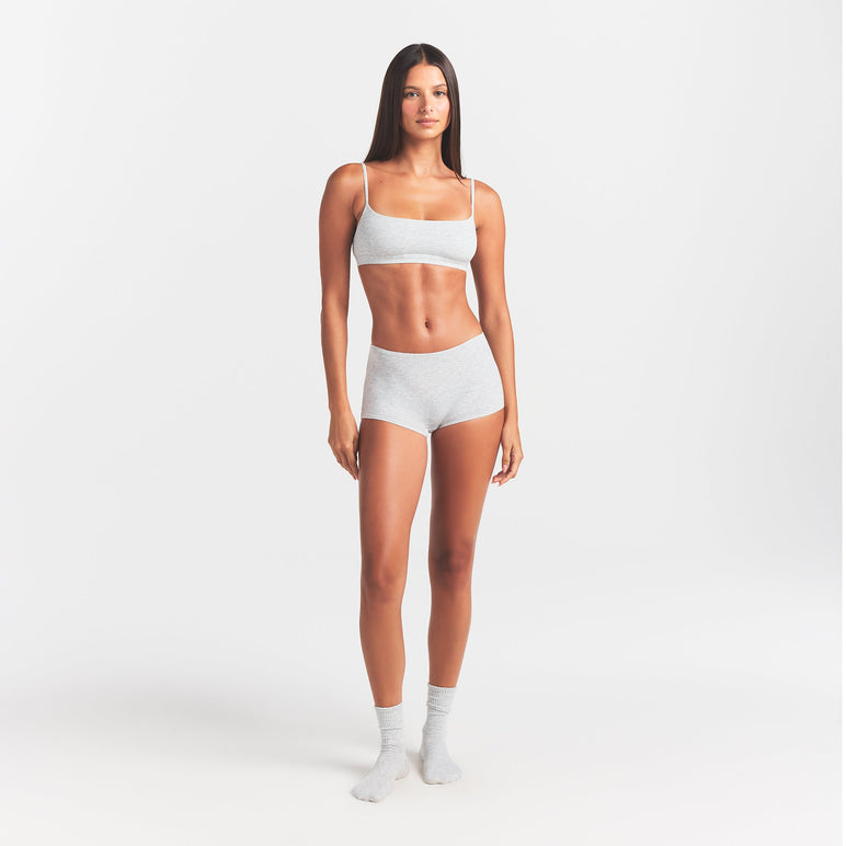 EVERYDAY COTTON BOY SHORT | LIGHT HEATHER GREY