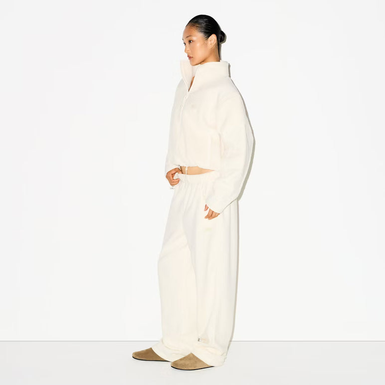 FLEECE LOUNGE SHRUNKEN ZIP UP JACKET | ECRU