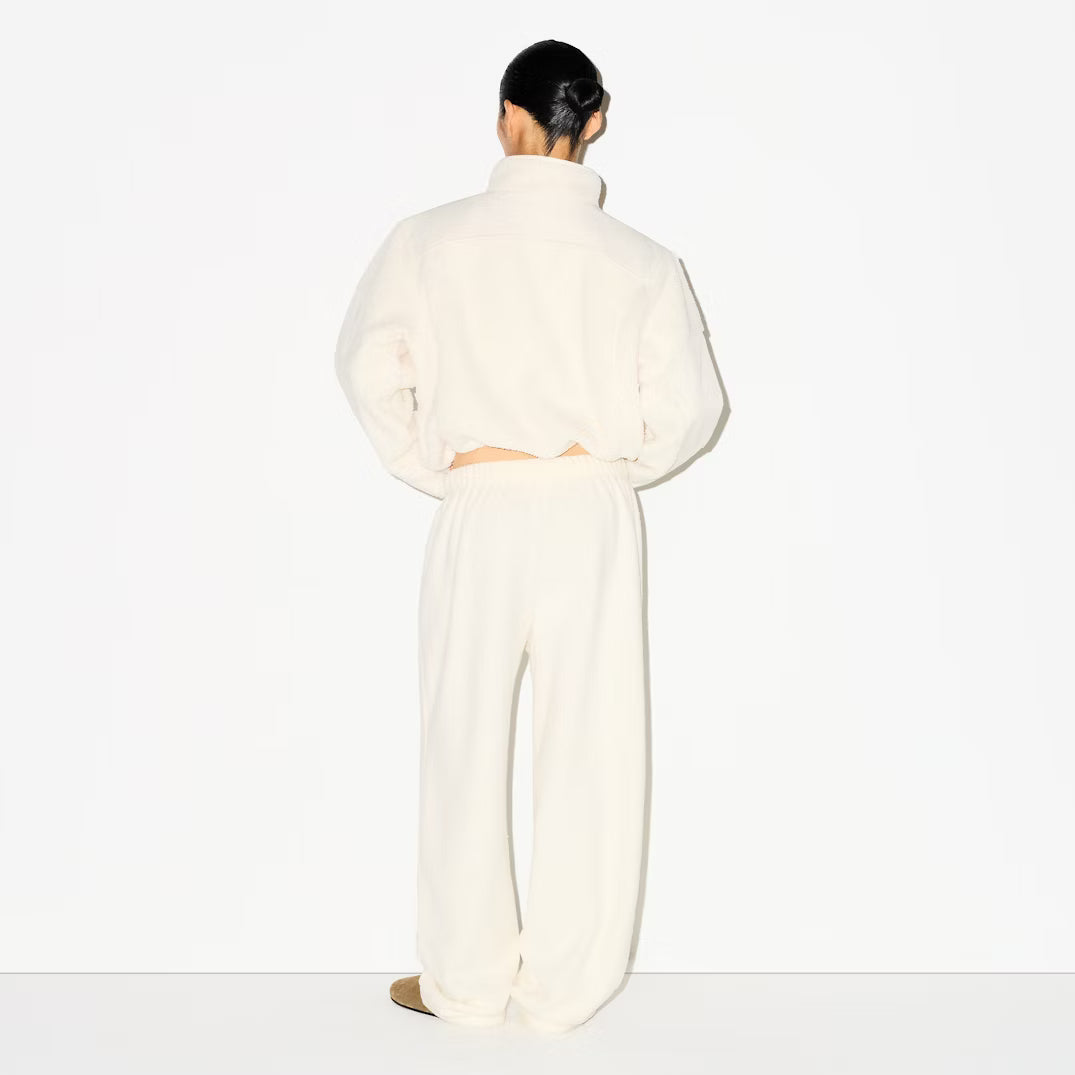 FLEECE LOUNGE SHRUNKEN ZIP UP JACKET | ECRU