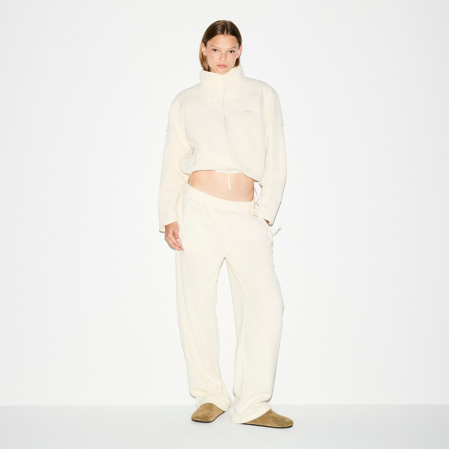 OUTDOOR FLEECE STRAIGHT LEG PANT | ECRU