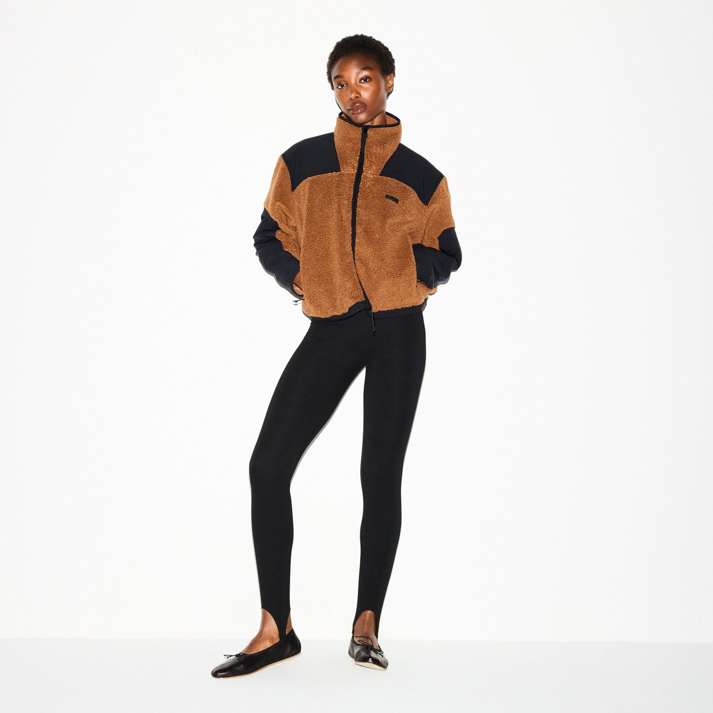 TEDDY BOXY ZIP UP JACKET | CHAI