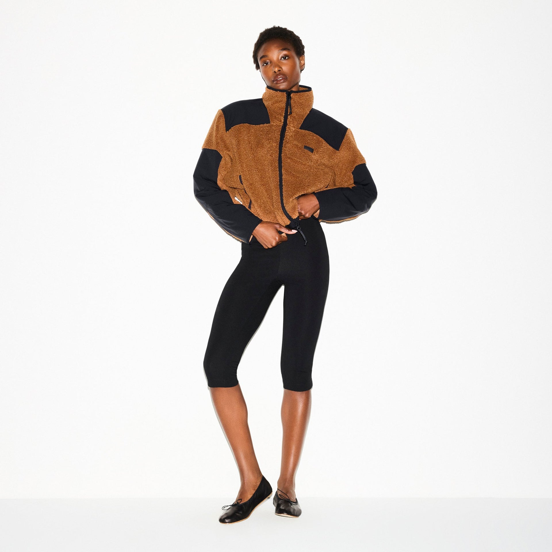 TEDDY BOXY ZIP UP JACKET | CHAI