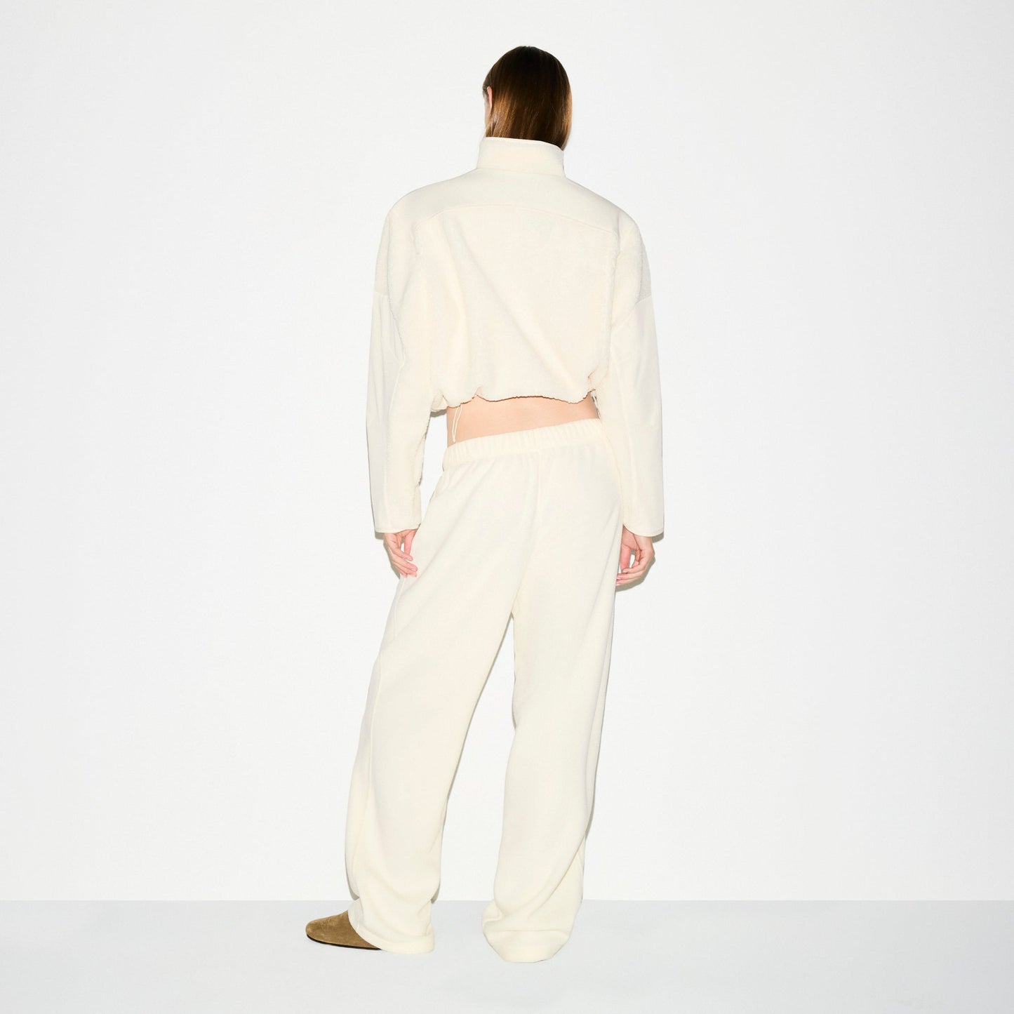 TEDDY BOXY ZIP UP JACKET | ECRU