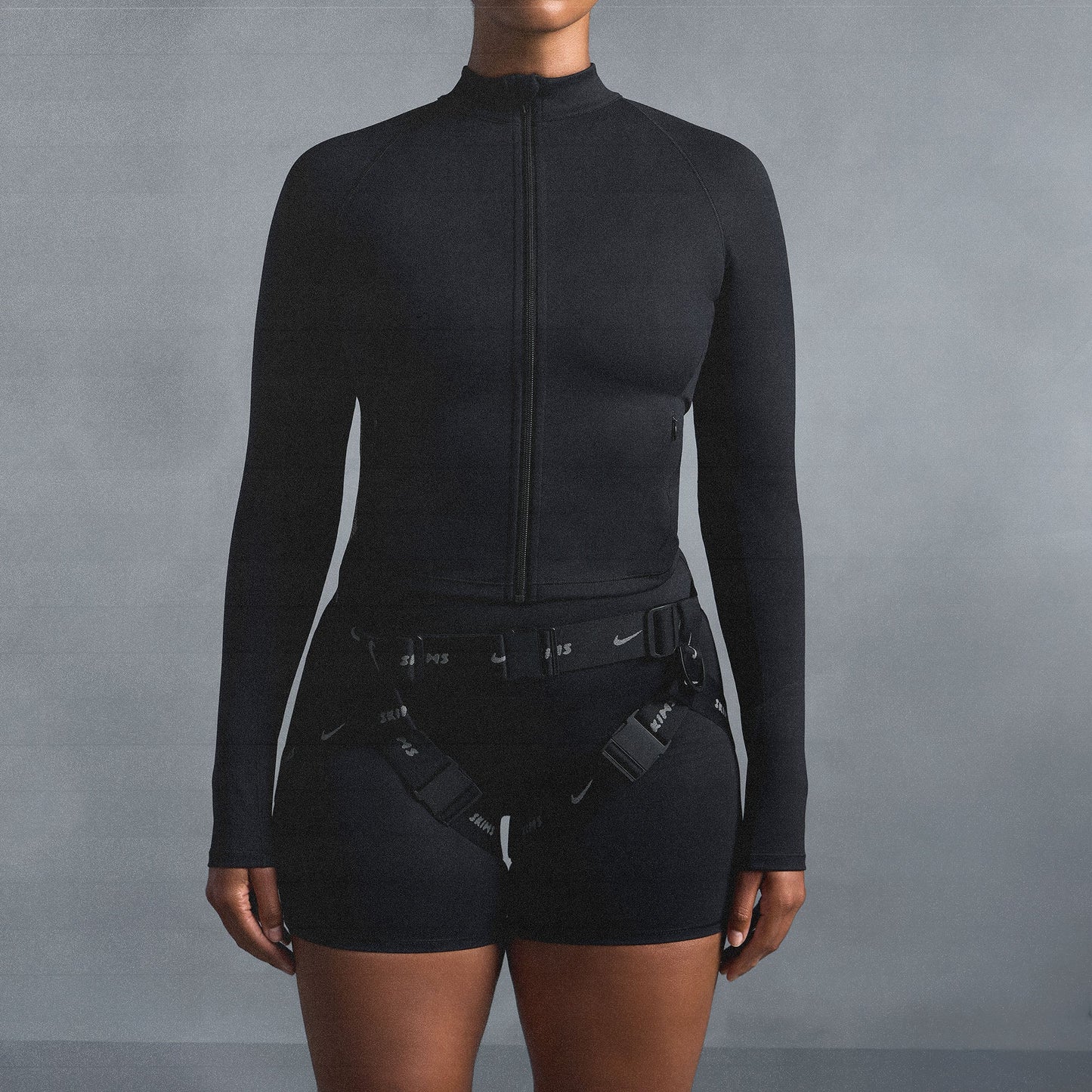 NikeSKIMS MATTE MOCK NECK FULL ZIP JACKET | OBSIDIAN