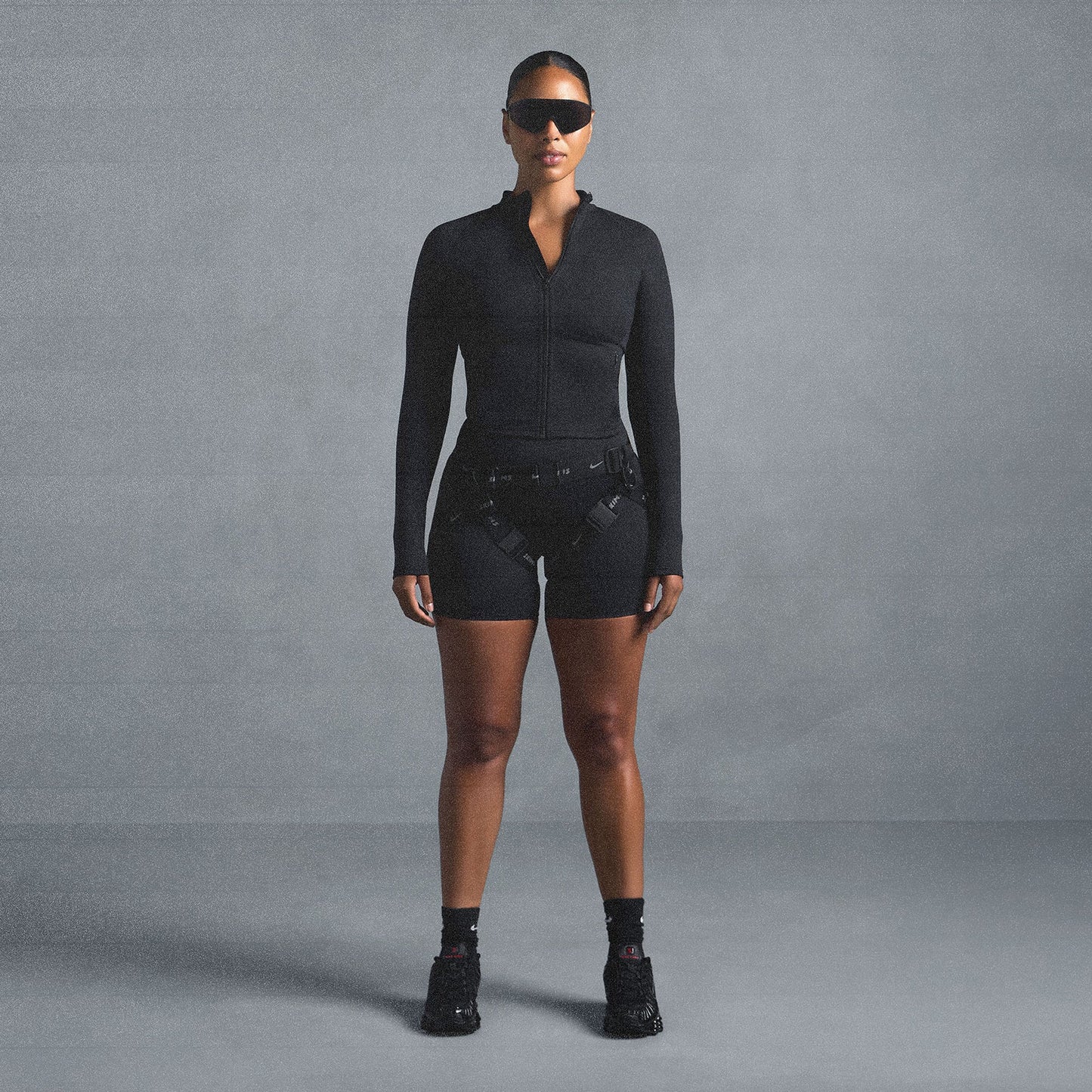 NikeSKIMS MATTE MOCK NECK FULL ZIP JACKET | OBSIDIAN