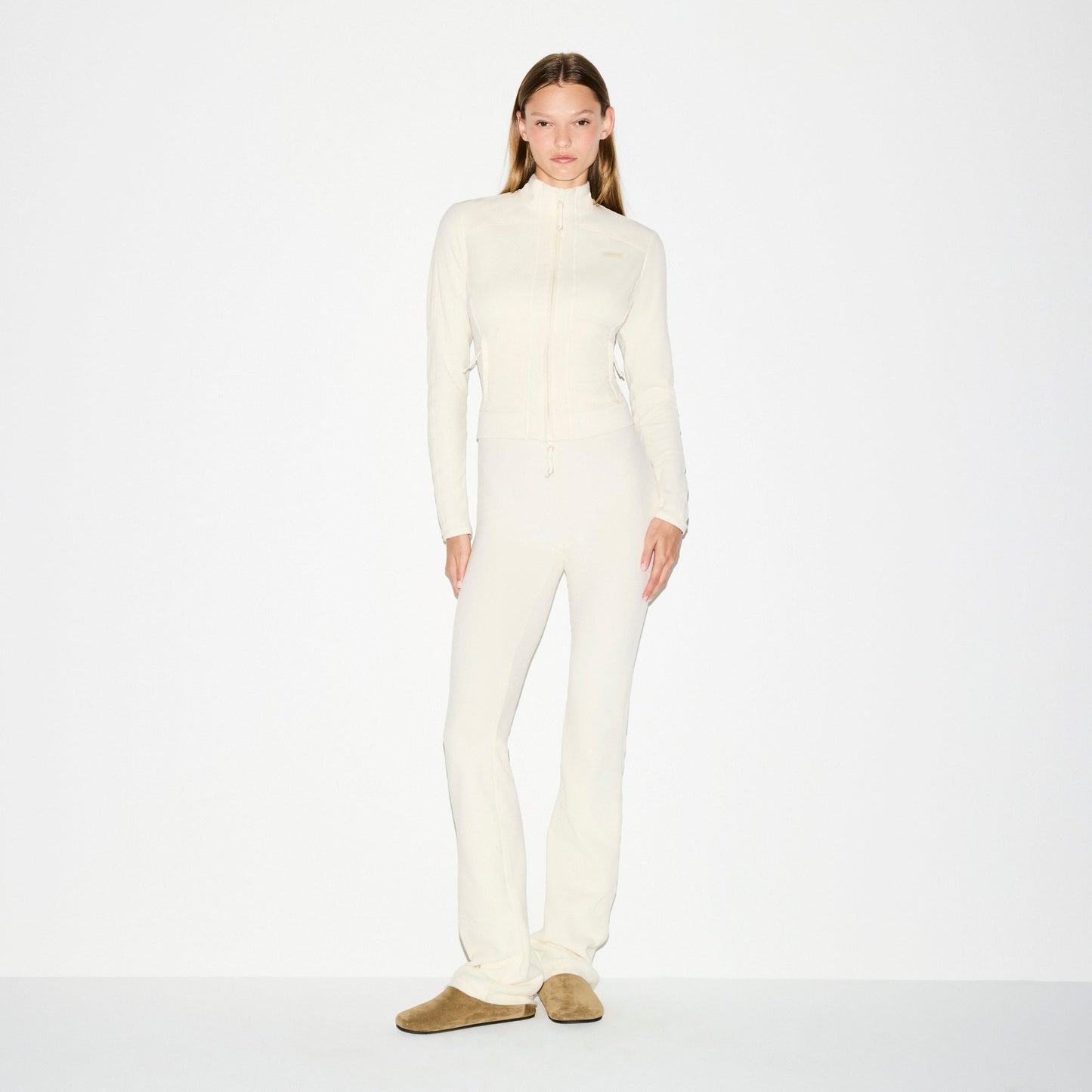 OUTDOOR FLEECE FITTED JACKET | ECRU