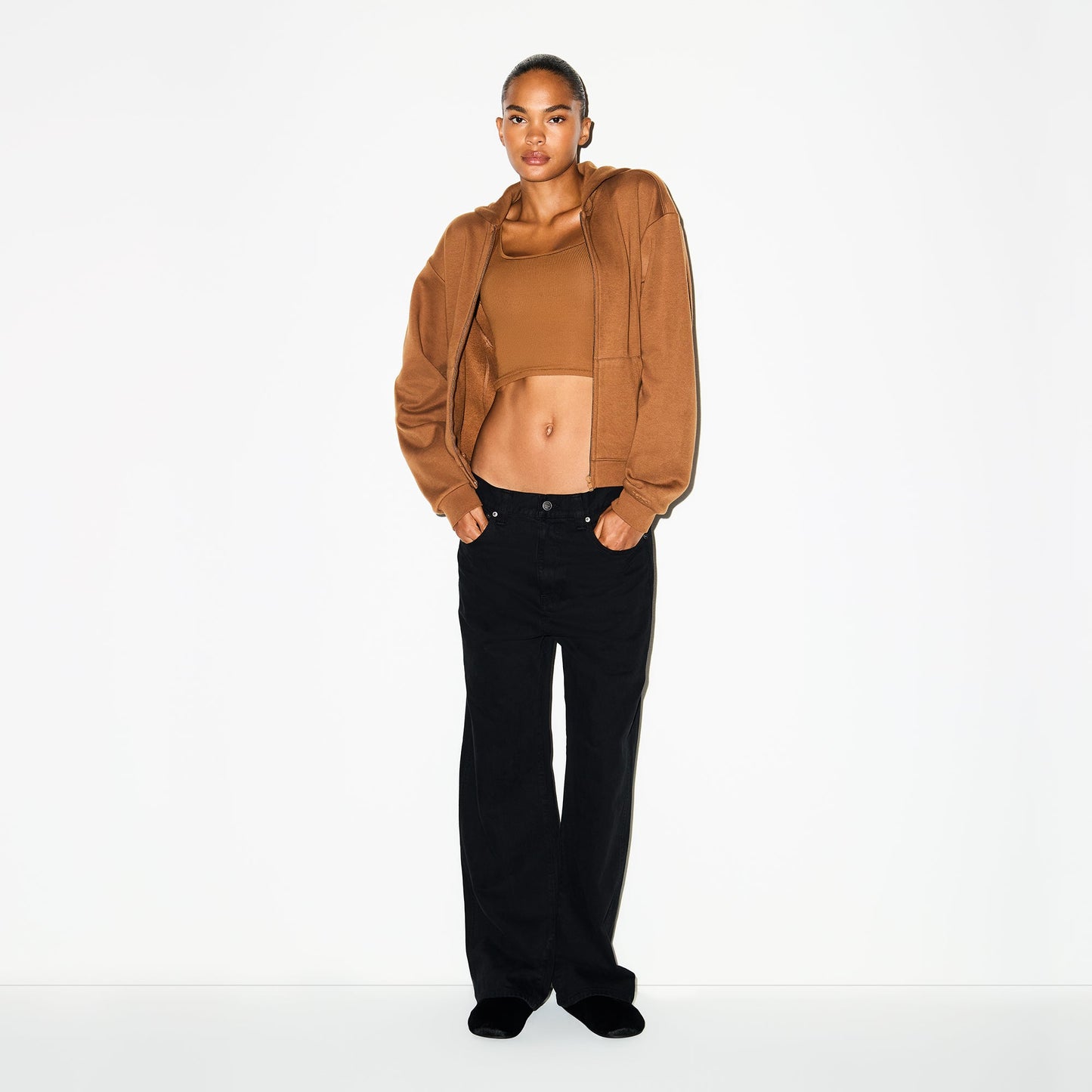 COTTON FLEECE CLASSIC ZIP UP HOODIE | BISON