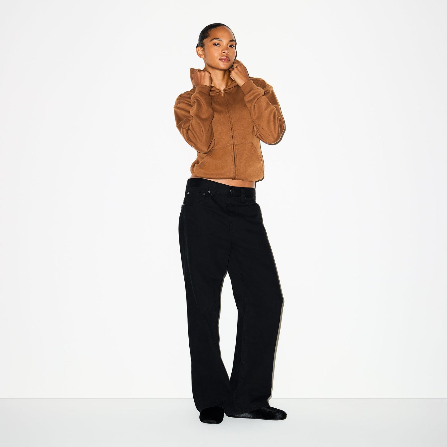 COTTON FLEECE CLASSIC ZIP UP HOODIE | BISON