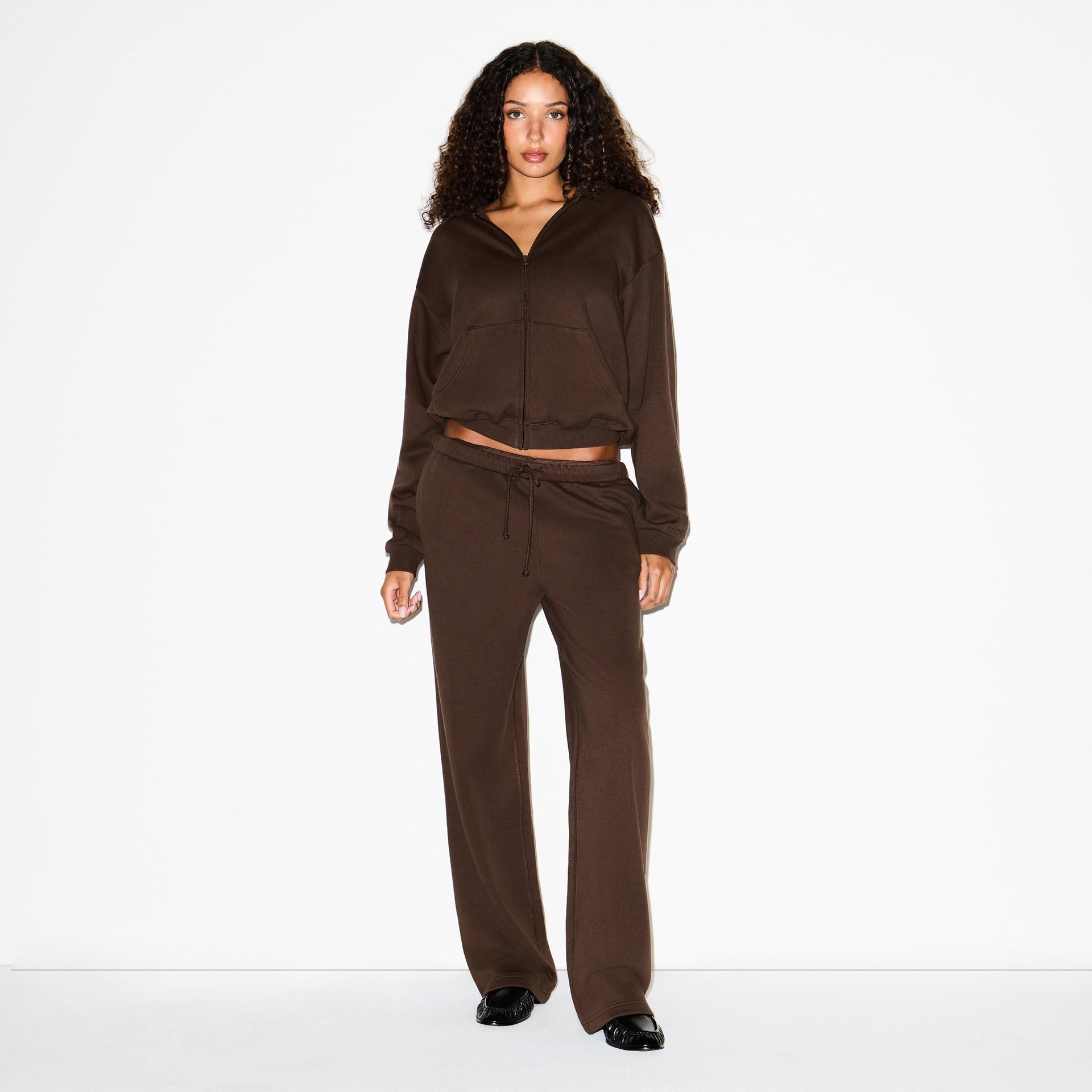 COTTON FLEECE CLASSIC ZIP UP HOODIE | DARK SEPIA