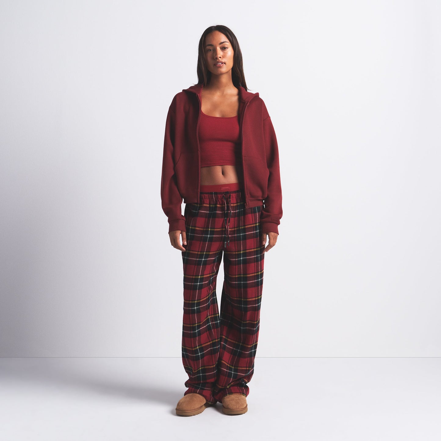 COTTON FLEECE CLASSIC ZIP UP HOODIE | MERLOT