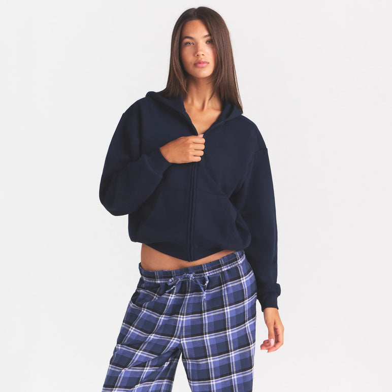 COTTON FLEECE CLASSIC ZIP UP HOODIE | NAVY